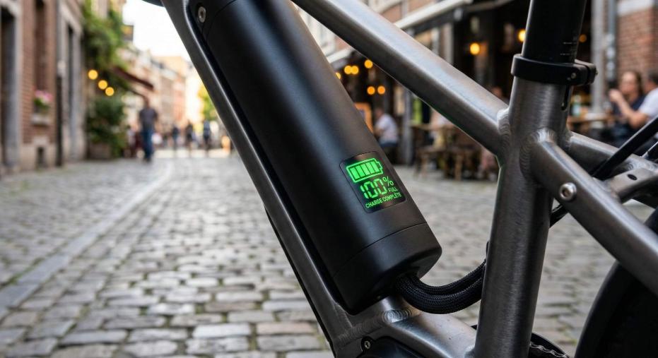 gros plan sur une batterie de vélo électrique