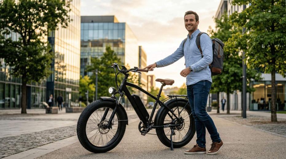 employé qui à un vélo électrique